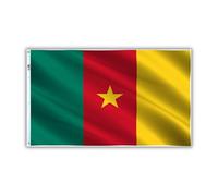 SHATCHI Grand drapeau national du Cameroun en polyester avec œillets en laiton pour supporter la coupe du monde de football et de rugby de la FIFA 150 x 90 cm