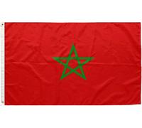 SHATCHI Grand drapeau national du Maroc en polyester avec œillets en laiton pour la coupe du monde de football et de rugby Rouge 150 x 90 cm