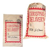 SHATCHI Grand Sac de Livraison de Père Noël 48 x 78 cm - Sac Cadeau en Toile de Jute avec Cordon de Serrage - Design personnalisé du pôle Nord - Accessoires de Noël - Beige