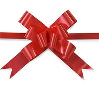 SHATCHI Grands nœuds à tirer de 30 mm/3 cm pour mur de fête, emballages cadeaux, arbres de Noël, mariage, anniversaire, décoration de fleuriste, PULLBOW-RED-30mm-x-30, Rouge, 30pcs
