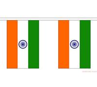 SHATCHI- Guirlande de fanions nationaux Indiens 3 m 10 Drapeaux Supporters Cricket Sport décoration Polyester, Multicolore