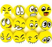 SHATCHI Happy Yellow Balls Lot de 24 balles légères en Mousse Anti-Stress pour Sac de fête, Jouets Imoji pour intérieur et extérieur, 6 cm