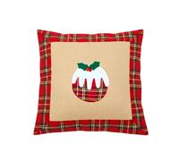 SHATCHI Housse de Coussin de Noël avec Motif imprimé Pudding en Toile de Jute et Lin pour canapé, lit, décoration d'intérieur