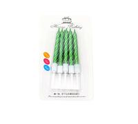 SHATCHI Lot bougies en spirale pour anniversaire, mariage, dîner, fête, décoration de table, SHATCHI-1075, Vert, 10 pièces