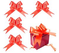 SHATCHI Lot de 10 Grands nœuds à Tirer en Ruban de 50 mm/5 cm pour décoration Murale de fête, emballages Cadeaux, Arbres de Noël, Mariage, Anniversaire, paniers, fleuristes, Rouge