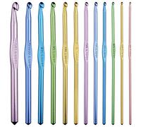 SHATCHI- Lot de 12 Crochets en Aluminium de qualité supérieure-Aiguilles à Tricoter-2 mm-8 mm, Multicore