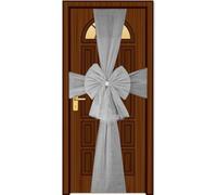 SHATCHI Lot de 2 nœuds géants en Organza pour Porte d'entrée de Noël, Mariage, fête prénatale, décoration d'intérieur Argenté 7,5 m
