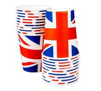 SHATCHI Lot de 20 gobelets en carton Union Jack - Décorations pour 80e anniversaire de mariage - Drapeau du Royaume-Uni - Fournitures de table - Événements de rue en Grande-Bretagne