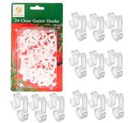 SHATCHI Lot de 24 crochets transparents pour gouttière à suspendre en extérieur - Guirlande lumineuse de Noël - Protection UV - Résistant aux intempéries - Clips réutilisables