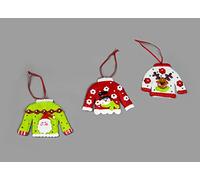 SHATCHI Lot de 3 Pulls à Suspendre pour Sapin de Noël décorés avec Père Noël, Bonhomme de Neige, Renne, Sapin de Noël