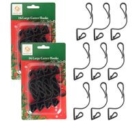 SHATCHI Lot de 32 crochets géants noirs pour gouttière à suspendre en plein air - Guirlande lumineuse de Noël - Protection UV - Résistant aux intempéries - Clips réutilisables
