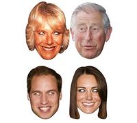 SHATCHI Lot de 4 masques pour enterrement de vie de jeune fille et de jeune fille King Charles III Queen Consort Camilla Kate William King Coronation Supplies