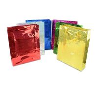 SHATCHI Lot de 4 sacs holographiques de couleurs assorties pour cadeaux de Noël, d'anniversaire, de mariage, pour toutes les occasions.
