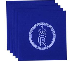 SHATCHI Lot de 50 serviettes en papier Charles III Bleu