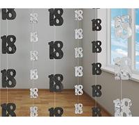 SHATCHI Lot de 6 guirlandes à suspendre pour anniversaire de mariage 13e à 90e anniversaire de mariage en feuille métallique brillante pour décoration murale de porte Noir et argenté
