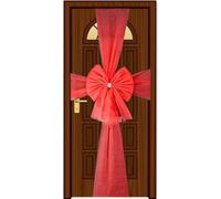 SHATCHI Noeud de Noël Rouge 7,5 m en Strass pour Porte d'entrée de Noël, Mariage, fête prénatale, décoration d'intérieur, Organza, Lot de 1