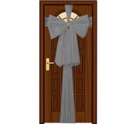 SHATCHI Noeud géant de Noël argenté de 9 m pour Porte d'entrée de Noël, Mariage, fête prénatale, décoration d'intérieur extérieure, Organza, Lot de 1