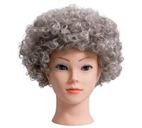 SHATCHI Perruques afro bou s rebondissantes pour déguisement, fête costumée, accessoire disco unisexe, thème années 60, 70, 80, gris