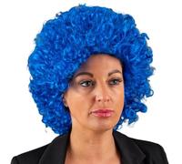 SHATCHI Perruques afro bouclées et rebondissantes pour déguisement, fête, déguisement, accessoire disco unisexe, thème années 60, 70, 80, bleu
