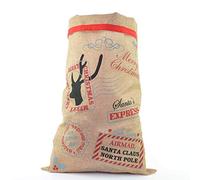 SHATCHI Santa Grand sac de Noël traditionnel vintage en toile de jute avec inscription « Do Not Open Until Christmas 70 x 50 cm, Imprimé Animal, Marron et multicolore