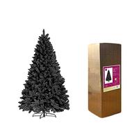 SHATCHI Sapin de Noël Artificiel de Luxe en pin impérial touffu avec Branches articulées, Pointes de Crayon avec Support en métal, décorations de Noël, PVC, Noir, 120 cm