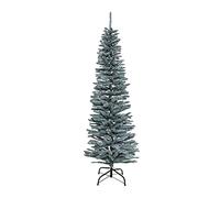 SHATCHI Sapin de Noël Artificiel floqué Fin 120 cm avec Pointes Pointues et Support en métal, Vert givré