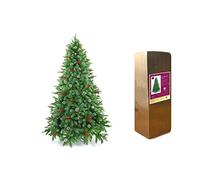 SHATCHI Sapin de Noël Artificiel Stockholm de 150 cm avec Baies et cônes givrés Mixtes en polyéthylène et PVC Branches articulées touffues pour décoration de Maison