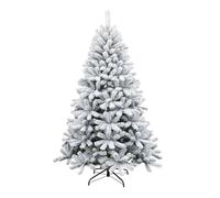 SHATCHI Sapin de Noël Artificiel Vert du Yukon de 2,1 m, 800 Branches enneigées, décoration d'intérieur, Support en métal, chlorure de polyvinyle, 210 cm