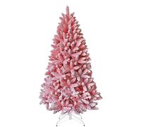 SHATCHI Sapin de Noël Rose floqué de 1,8 m - Pin Artificiel - Support Pliable en métal - 730 Branches articulées - Décoration d'intérieur - PVC - 180 cm