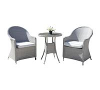 SHATCHI Sorrento Ensemble de Jardin 3 pièces en Aluminium et rotin 2 Places 2 chaises avec Coussins et Plateau en Verre