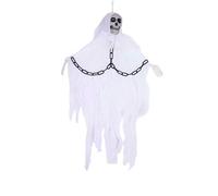 SHATCHI Squelette 90 cm en chaîne Mains posables fantôme Volant tête de Mort Halloween décoration à Suspendre Faucheuse hantée Accessoire Effrayant Effrayant en Polyester, Blanc, 0,9 m