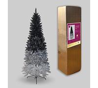 SHATCHI Tasmanian Assortiment de Couleurs Brillantes pour Crayons de Noël - Branches à charnière - 1,8 m - Noir/argenté - 2,1 m