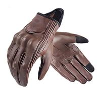 SHAUNI Gants de Moto for Femmes écran Cuir Gants de vélo électrique équitation Gants complets SU14 Marron M