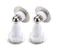 SHAUNI Metal Magnetic Door Stop Punch-Free Self-Adhesive Floor Door Stopper Home Office Wall Door Bumper, 2 PCS-White