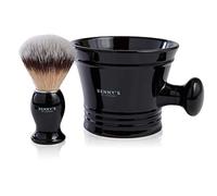 SHAVING BRUSH & BOWL GIFT SET - From Benny's of London - Our Shaving Brush with the Black Mug for Lathering Shave Soap and Cream - Perfect Present and Gift Set for Men
