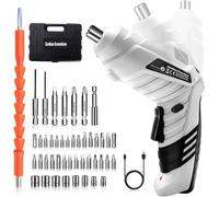 SHAVINGFUN Tournevis Electrique sans fil,tournevis electrique avec 47 accessoires,vitesse maximale 180 tr/min,Chargeur USB 1300mAh et 2 Position Poigne Reglable, LED,Boîte Compacte