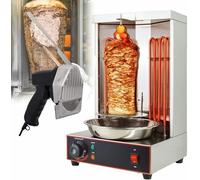 Shawarma Grill Machine, 2400W Électrique Verticale Kebab Gyro Grill Machine, Rotisserie Machine De Bouilloire Avec 2 Tubes De Chauffage Et Poêle De Capture De Viande, Barbecuestove