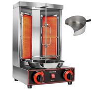 Shawarma Machine à griller au poulet avec 2 brûleurs, rôtissoire verticale au propane pour rôtissoire au propane, pour la maison, le restaurant, les fêtes de cuisine, les barbecues