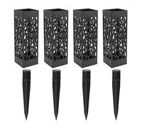 ShawFly Lot de 4 supports de fleurs funéraires rectangulaires avec pique, vase commémoratif pour décoration de cimetières et jardins Noir