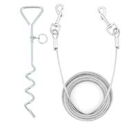 ShawFly Piquet et câble d'attache pour Chien en Acier de qualité supérieure, avec Piquet en Spirale de 40,6 cm, pour extérieur, Cour et Camping, Chiots et Chiens de Taille Moyenne (5 m)