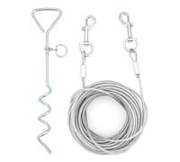 ShawFly Piquet et câble d'attache pour chien en acier de qualité supérieure, avec piquet en spirale de 40,6 cm, pour extérieur et camping, chiot, animal de compagnie et chiens de taille moyenne (10 m)