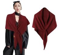 Shawl And Wrap For Women Woolen Large Triangle Scarf Warm Soft Knitted Elegant Shawls Cape For Fall Winter Retro(Red)