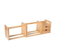 SHAWLA Bibliothèque de bureau extensible et réglable - Grande étagère de rangement pour bureau et maison - Avec 2 tiroirs