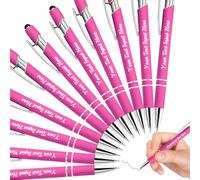 ShAxzHen Lot de 12 stylos à bille personnalisés avec nom - Stylo gravé en vrac pour entreprise, remise de diplôme, encre noire, publicité, cadeaux de bureau - Rose