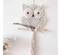 Shaying Tapisserie murale en macramé hibou - Décoration murale bohème - Fabriquée à la main - Pour la maison, le salon, la chambre à coucher