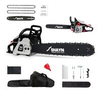 SHAYN Tronçonneuse à essence 54,5 cc - 2 temps poignée supérieure avec barre de 50,8 cm, chaîne de rechange, anti-vibration, faible bruit, huileur automatique, trousse à outils et sac de transport