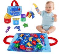 Shayson Jeu de pêche doux pour enfant en tissu, poissons, enfant coloré jouet éducatif, jeux Montessori 1 an, jouets éducatifs, pour 12-18 Mois, cadeau pour garçons 1 2 3 ans