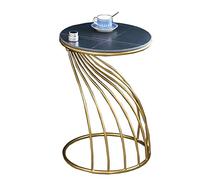 ShAzan Tables Ardoise en Marbre Salon Canapé Table D'appoint, Châssis Métallique De Support De Pliage, Conception De Soudure, 2 Styles(02)