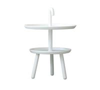 ShAzan Tables Table D'appoint Ronde avec Poignées Courbes, Table À Plateau À 2 Niveaux, Convient for Un Canapé-lit , Salon Chambre Bureau Petit Espace, Matière Plastique, 6 Couleurs(White)