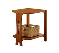 ShAzan Tables Tables d'extrémité de canapé en Bois Massif américain, Armoire de Coin de Salon, Table d'appoint Double Couche, 3 Couleurs(Light Walnut)